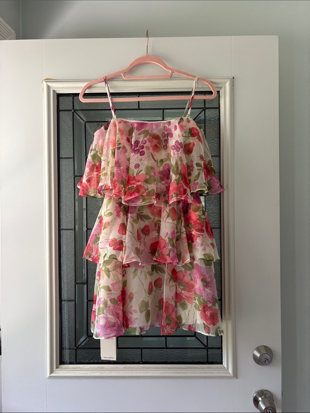 Abercrombie & Fitch Pink Floral Tiered Spaghetti-Strap Dress